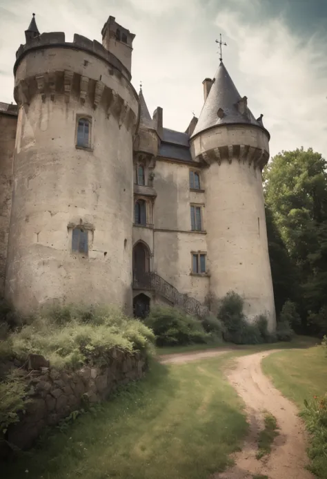 castle, faits saillants naturels, couleurs vives, realistic wide angle, environnement mystique, realistic textures, realistic sh...