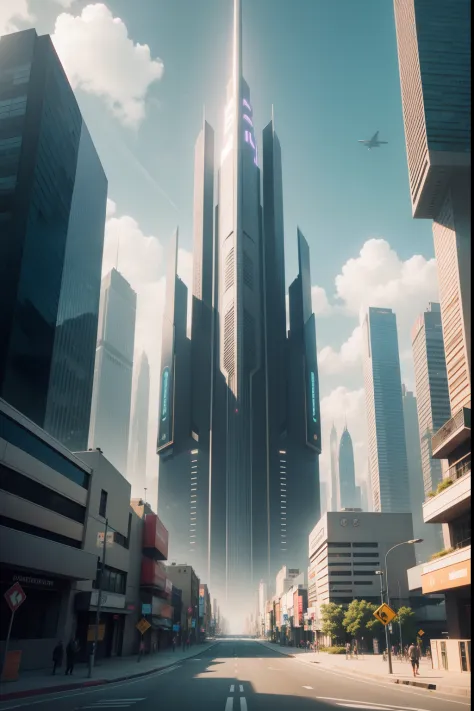 futuristic city streets background, landscape at daytime