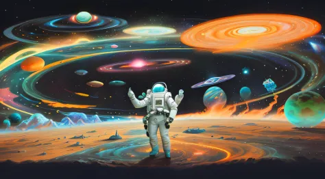 space scene with close-up of astronauts on planet, space, cosmic space, space travelling, space travelling, cosmic space, outers...