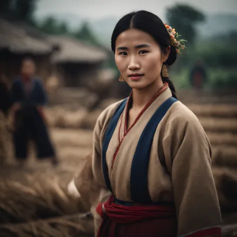 20-year-old woman, farmer, china, traditional folk costumes