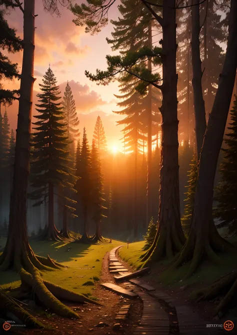 change background, realistic sunset, forest,ultra grafics