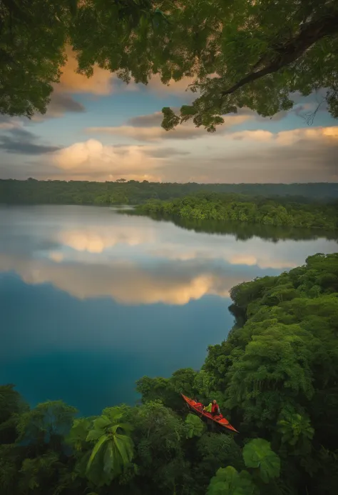 garoto feliz, riding on top of a trigre in the uhd amazon