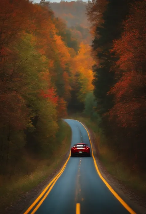 a gtr spers down the road，the roadside is full of screaming people