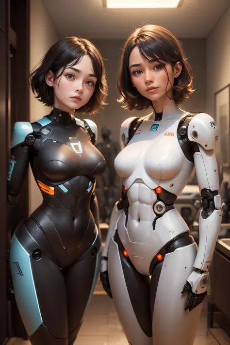 please change the bodies of both people into robots.　body of the machine