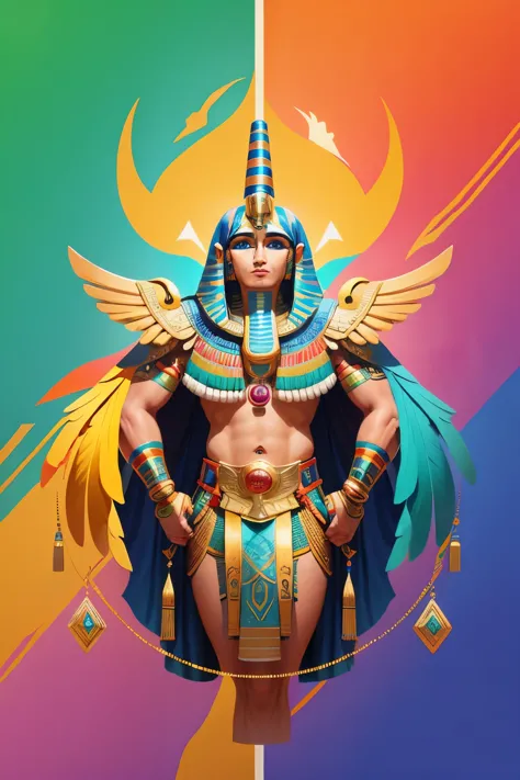 create a colorful illustration of egyptian god horus