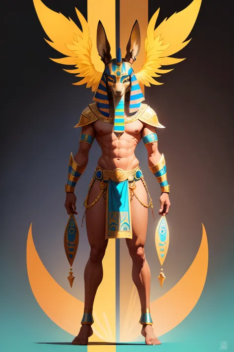 create a colorful illustration of egyptian god anubis