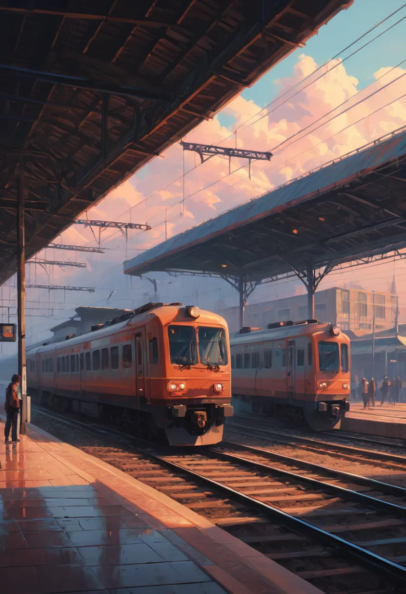 train station by alena aenami, best quality, masterpiece, representative work, official art, professional, ultra intricate detai...