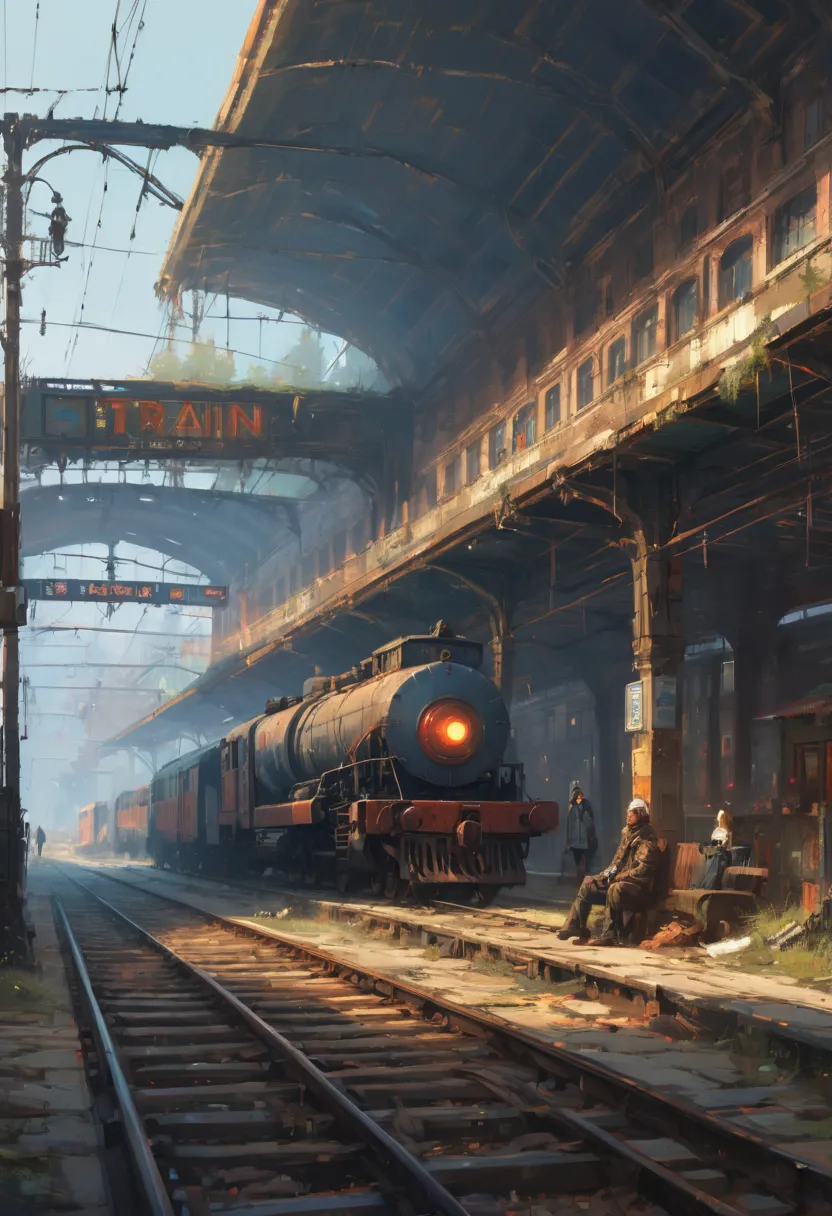 train station by ismail inceoglu, best quality, masterpiece, representative work, official art, professional, ultra intricate de...