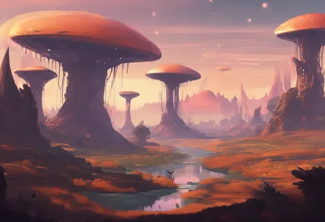 alien landscapes, strange scenery, strange creatures, unusual plants