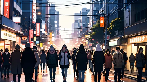 people marching through the streets of tokyo