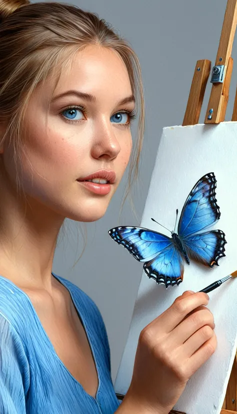 (best quality,4k,highres,masterpiece:1.2),ultra-detailed,(realistic,photorealistic,photo-realistic:1.37),a young woman painting ...