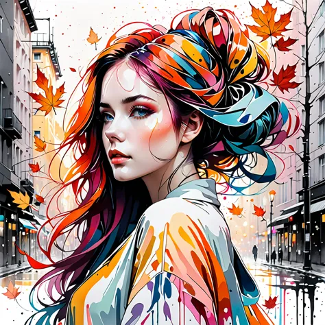 (8k, best quality, masterpiece:1.2),(best quality:1.0), (ultra highres:1.0), pencil colors, a beautiful woman, shoulder, hair ri...