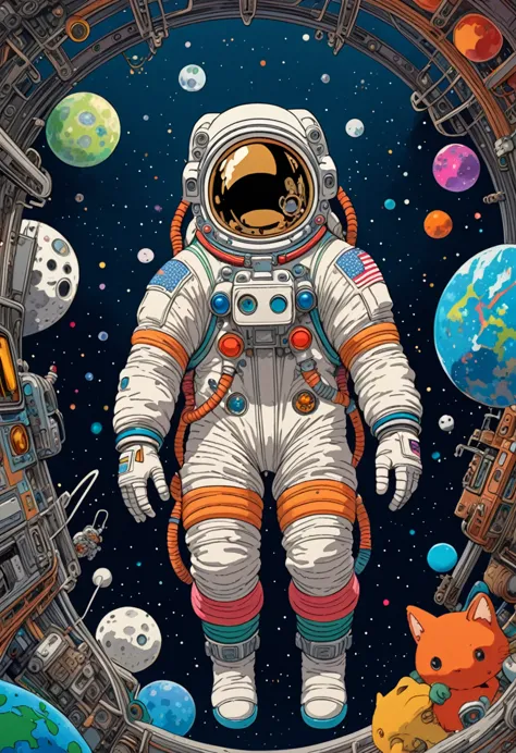 astronaut, full body, by studio ghibli, best quality, masterpiece, very aesthetic, perfect composition, intricate details, ultra...