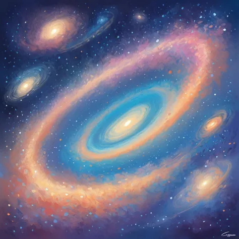 the cosmos stretching out into infinity in impressionism art style