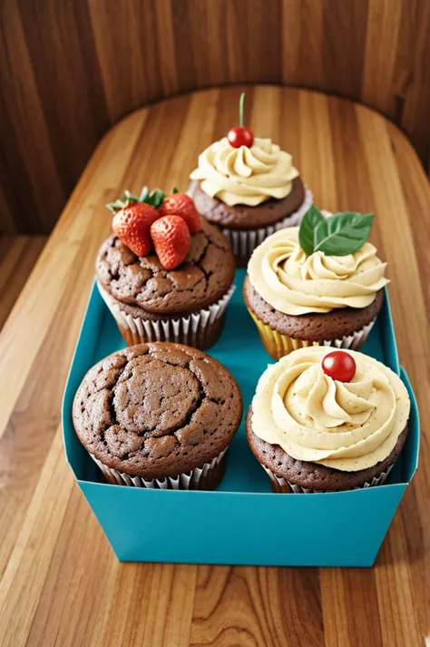 caja con un cupcake