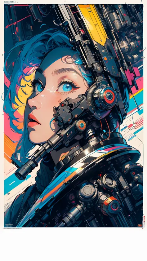 (((masterpiece, highest quality))),(((solo:1.2))),(((1girl:1.2))),32k wallpaper, very detailed, poster, vintage science fiction,...