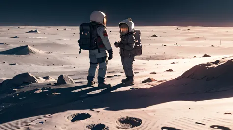 children playing on the moon