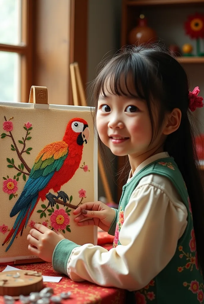 a chinese girl made a tax from a parrot