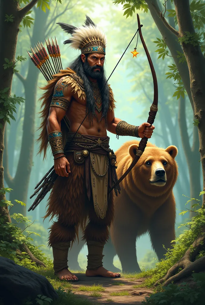 make an archer shaman, in his arrows he has the power of nature and he is accompanied by a brown bear