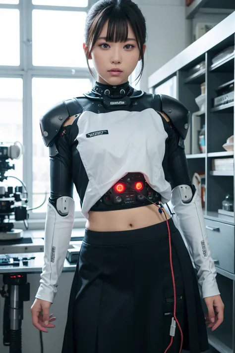 masterpiece, best quality, extremely detailed, japaese android girl,plump , control panels,android,droid,mechanical hand, robot ...