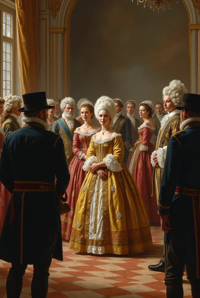 people amazed by 18th century clothing