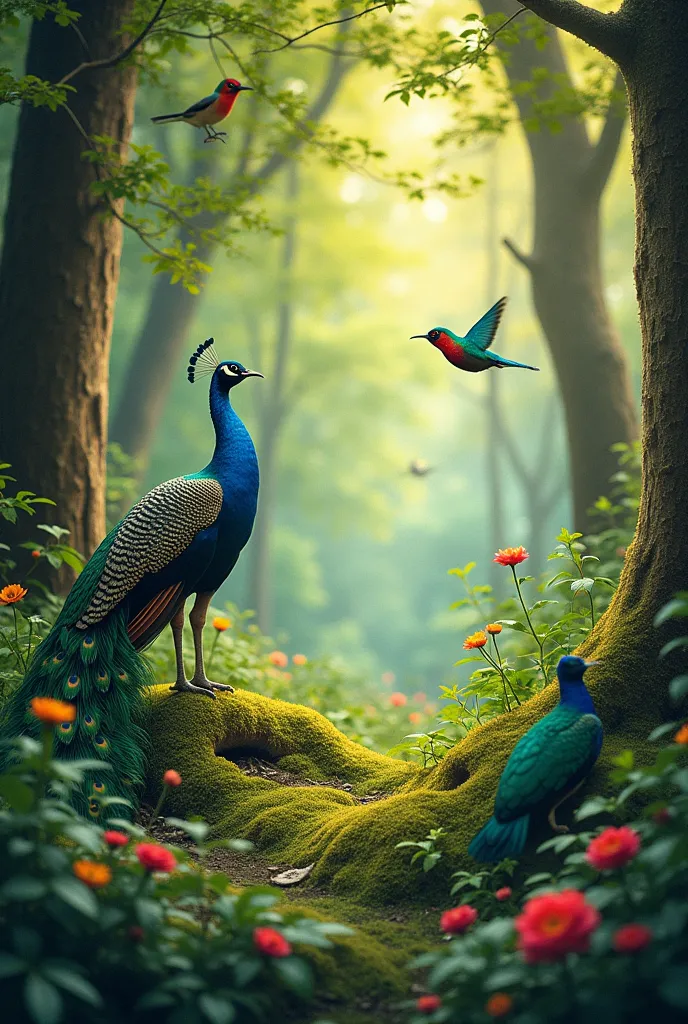 create forests animal birds theme in palette