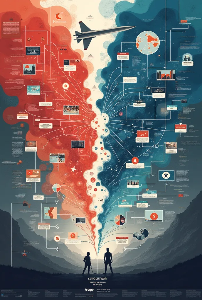 photo of a mind map about the cold war containing polarization of the world, arms race, space race, foreign interference, propag...