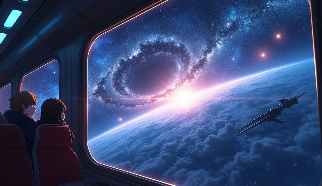 ((highly detailed anime art)),view of space from the train window,sf,colorful,fantasy,star,milky way,milky way,space station,惑st...