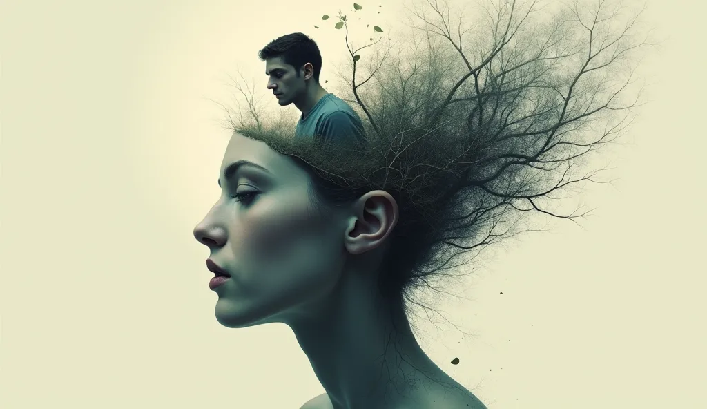 man inside woman&#39;s head