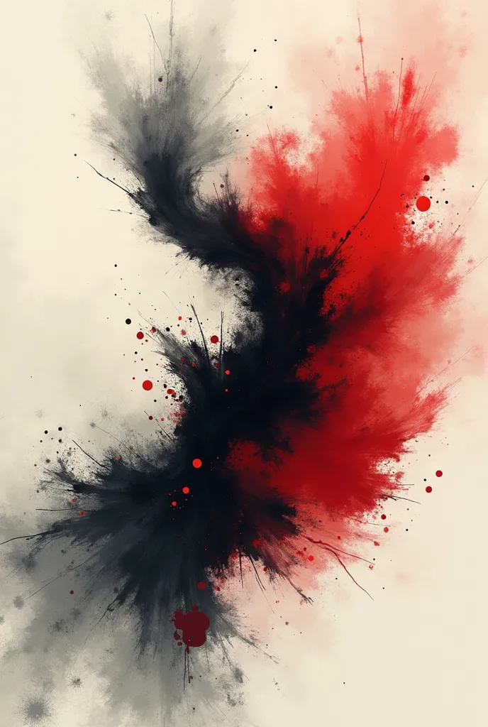 a digital art or painting that uses vasco&#39;s colors (blackw, offwhite, rot) in an abstract way, but evoking movement