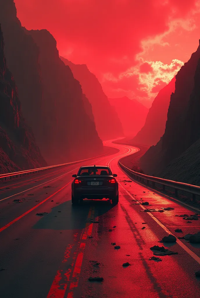 create an image that represents danger on the road and bring the color red