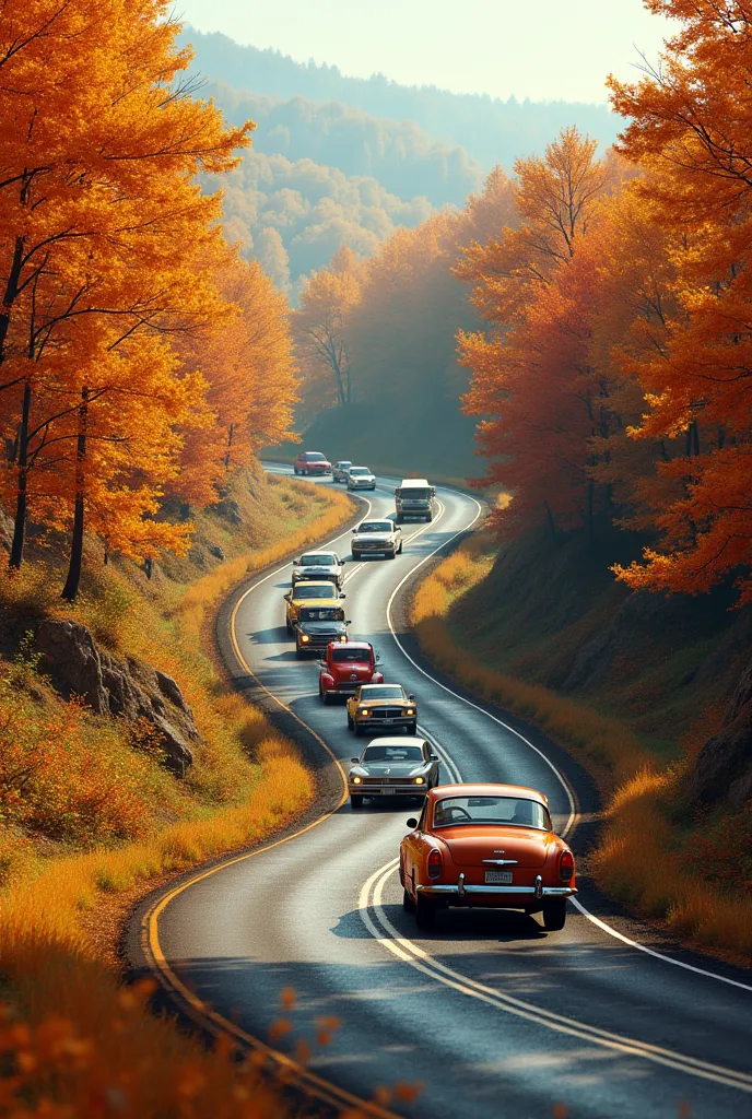 create a road with cars or trucks that remind you of yellow september