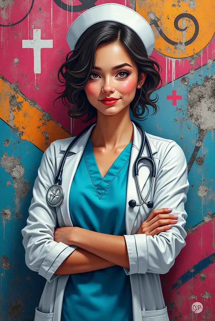 give me a graffity wall art of a nurse