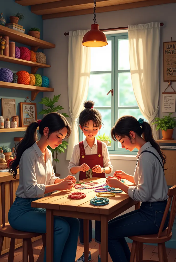 i want to create a realistic image of the bracelet knitting workshop ( small )