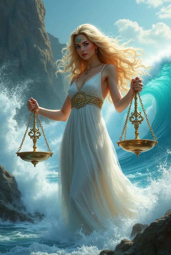 goddess of waves and justice (blonde and blue eyes) used her own power to create ⚖️