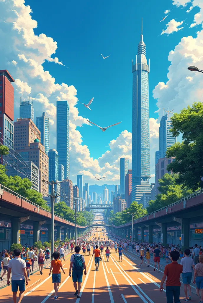 a landscape of são paulo in anime