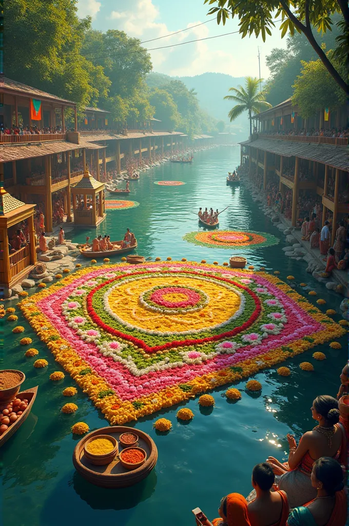 pookalam: floral designs made on the ground.vallamkali: traditional boat races.onasadya: the grand feast with traditional dishes...