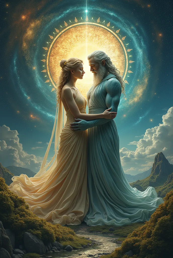 create an image of gaia and uranus from greek mythology