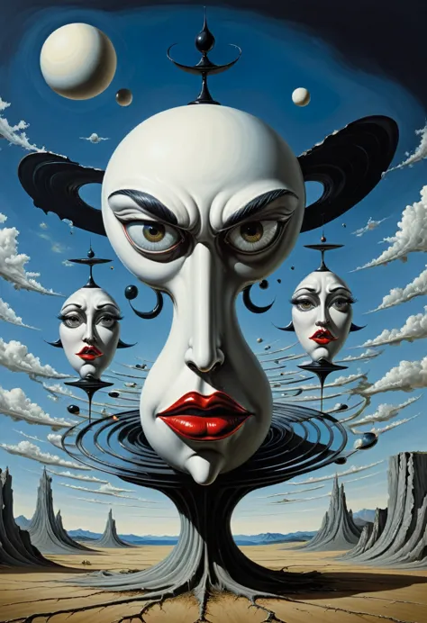 angry saturn with his kids  - surrealist style, surrealist artwrok, dream like, salvador dali style, rene magritte style, highly...