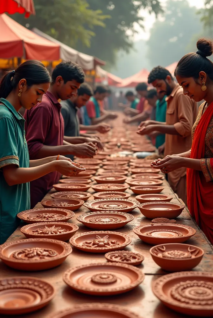 an indian diaspora holding teracotta arts