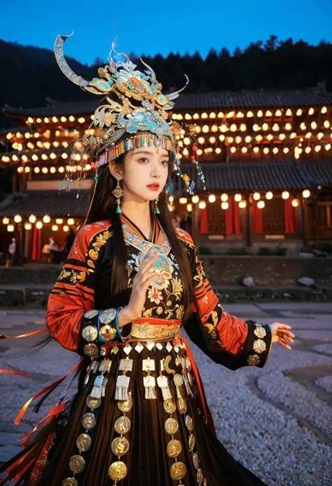 a woman in a traditional chinese dress is posing for a picture