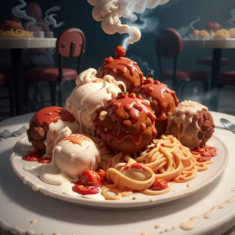 there is a plate of spaghetti and meatballs with sauce on it