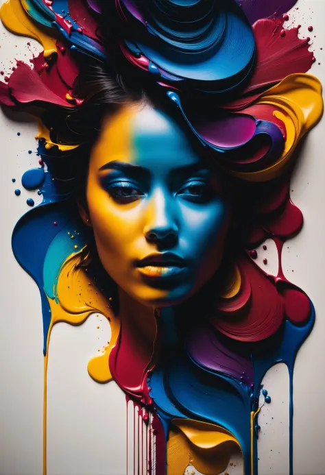 a woman with colorful paint on her face and hair